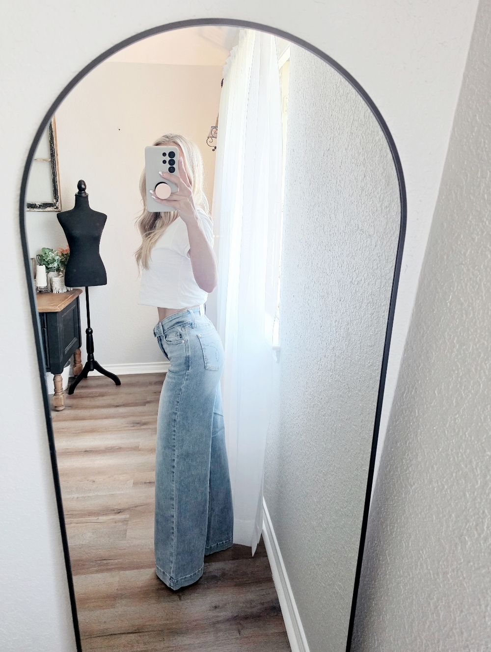 Judy Blue MR Light Wash Retro Wide Leg Jeans Button Fold Over Waist Various NEW - Picture 8 of 16